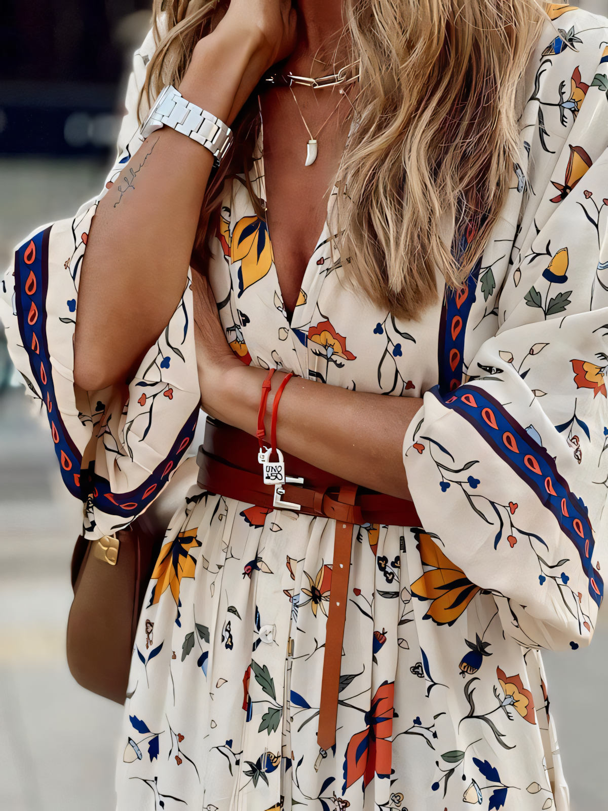 White Printed Bohemia Maxi Dress