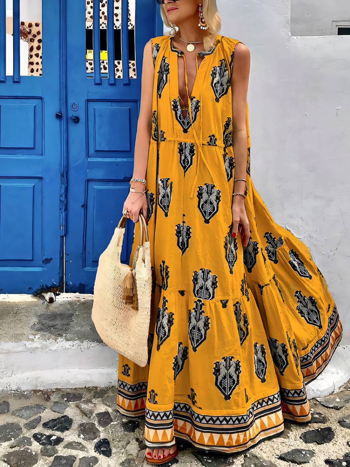 Sleeveless Bohemia Printed Maxi Dress