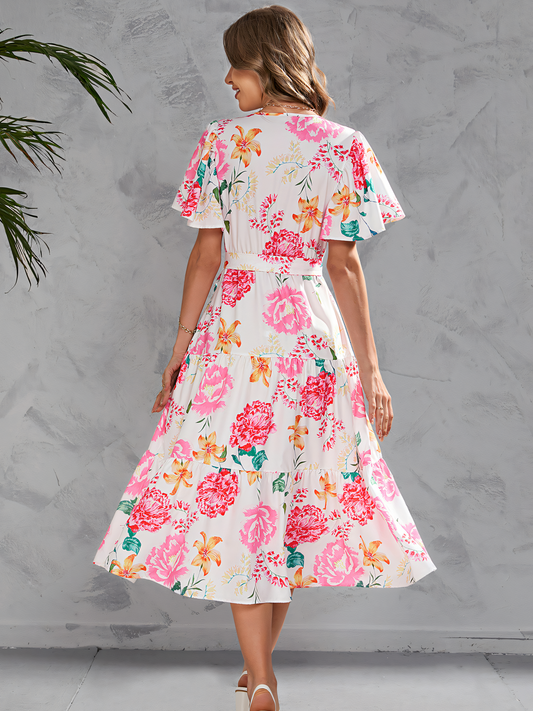 Printed V-neck Maxi Dress