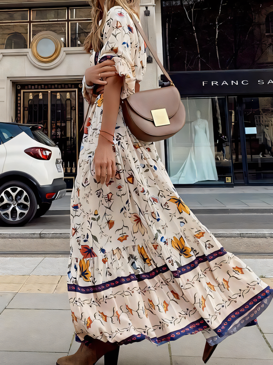 White Printed Bohemia Maxi Dress