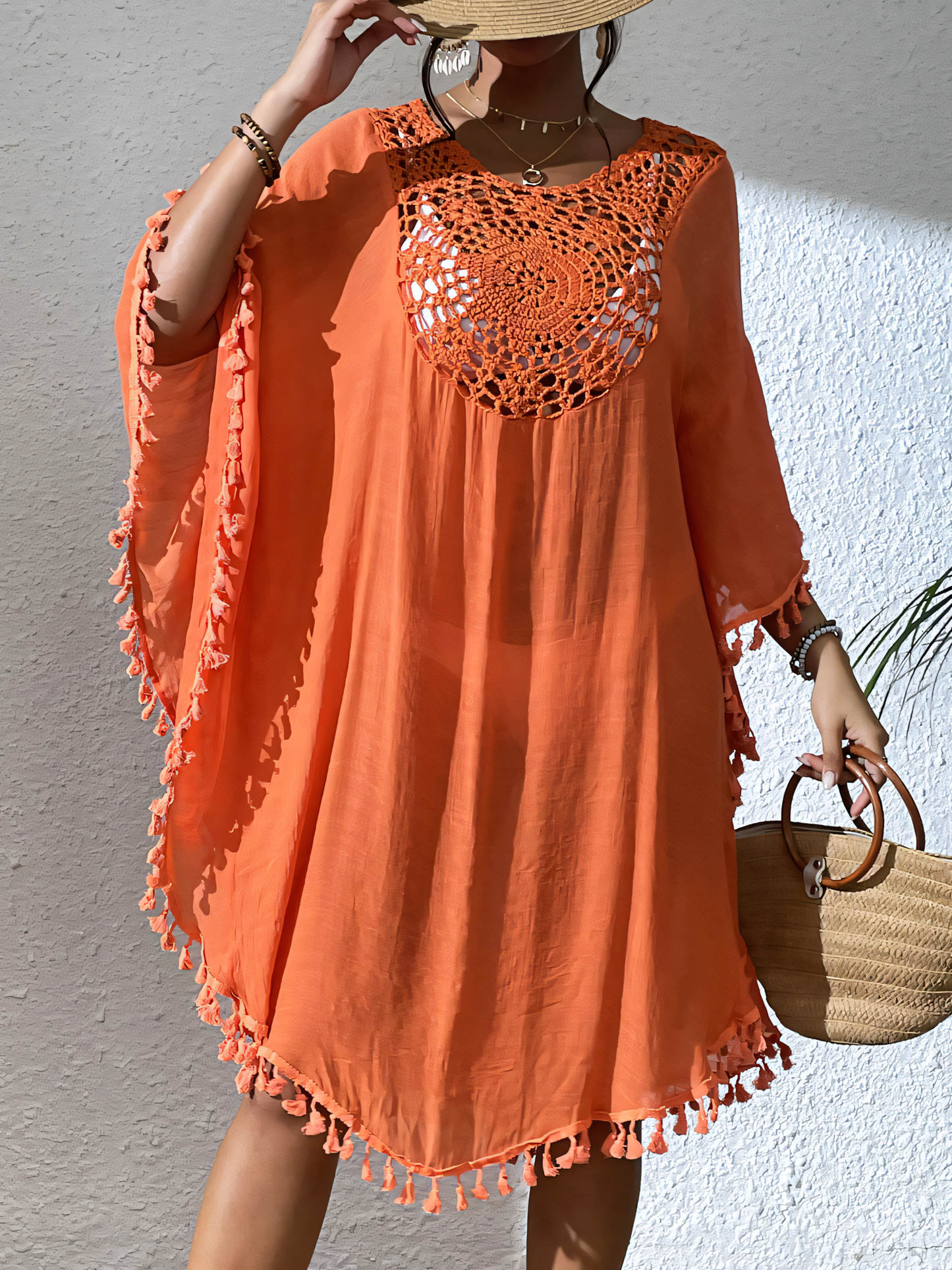 Crochet Panels with Tassels Cover-up