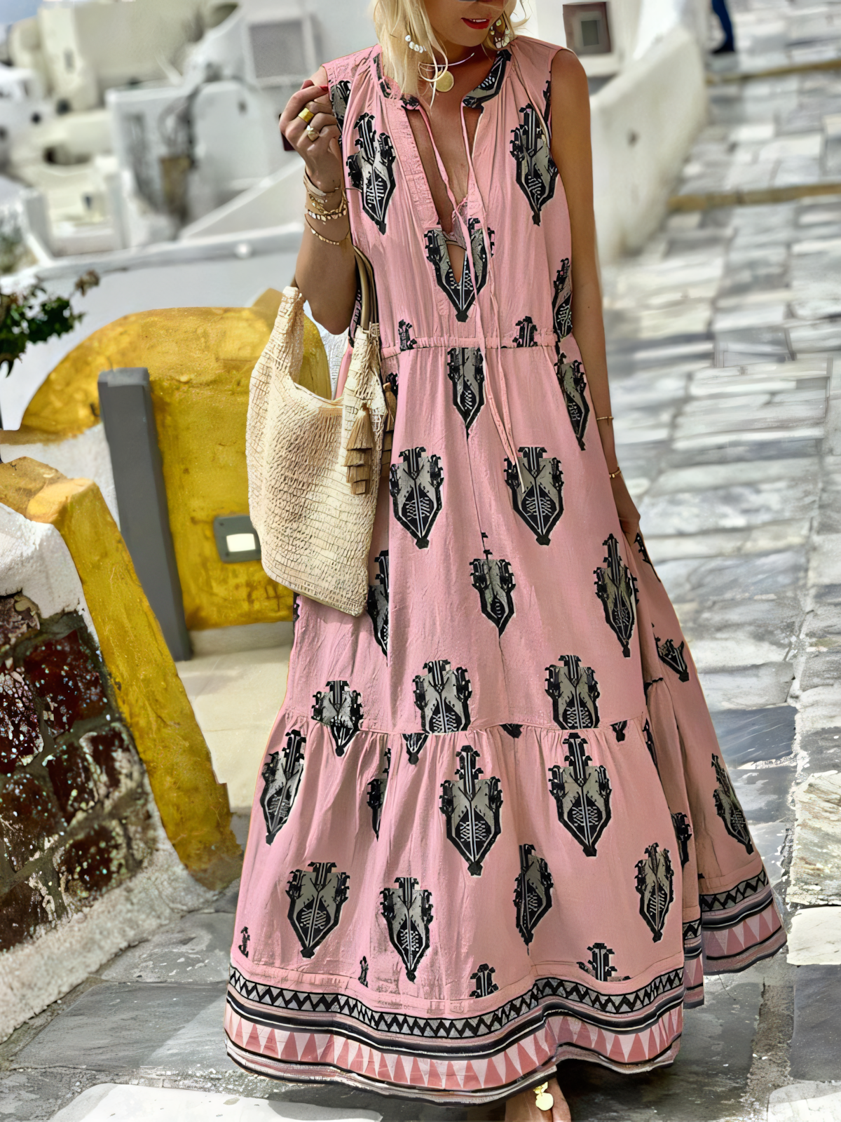 Sleeveless Bohemia Printed Maxi Dress