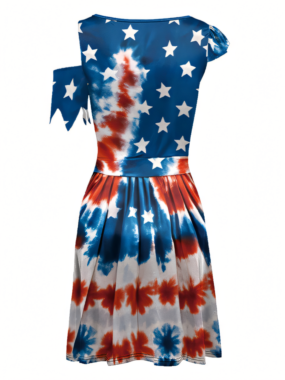 Independence Day Tie-Dye Pattern Digital Print Midi Dress