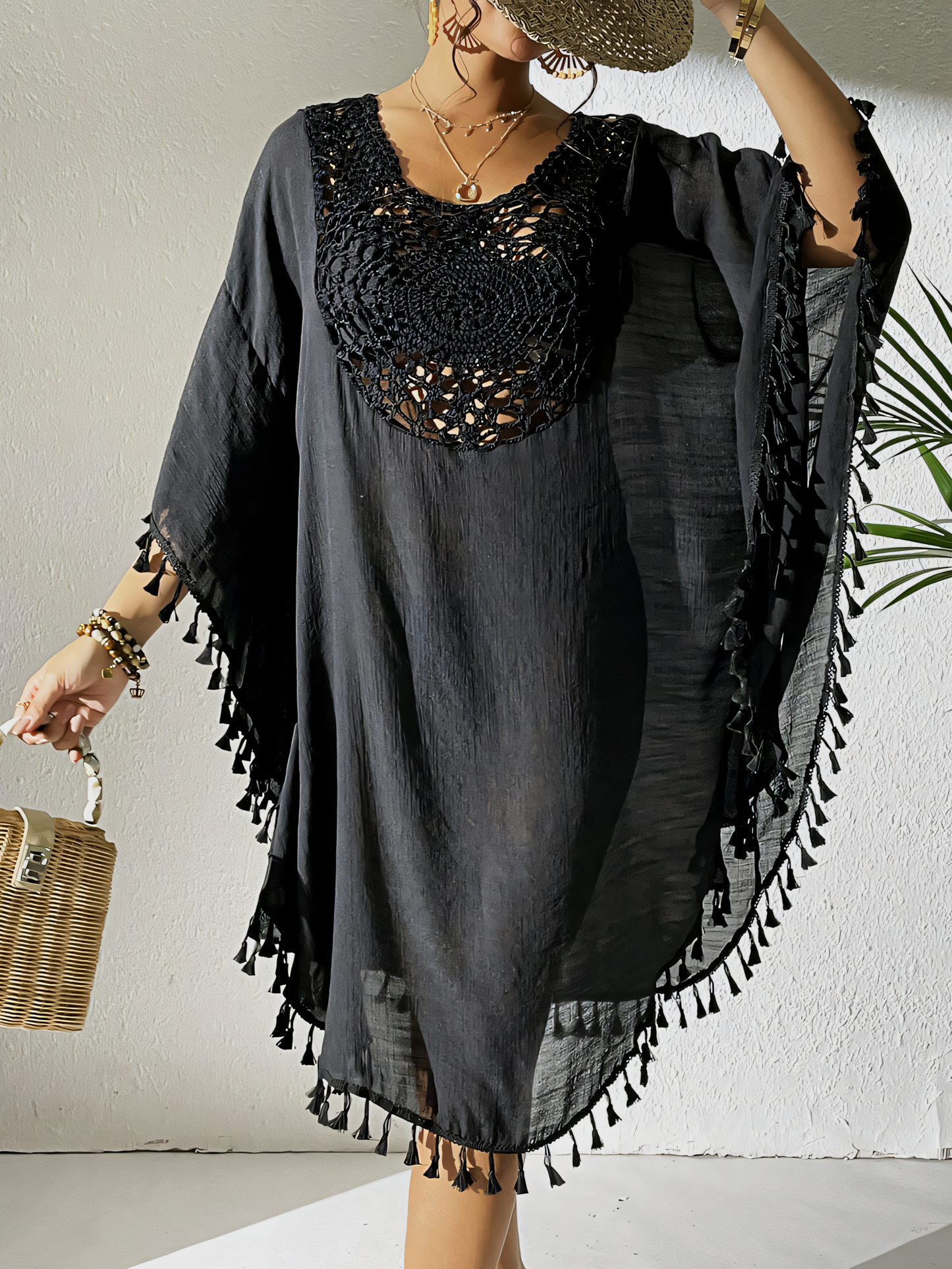 Crochet Panels with Tassels Cover-up