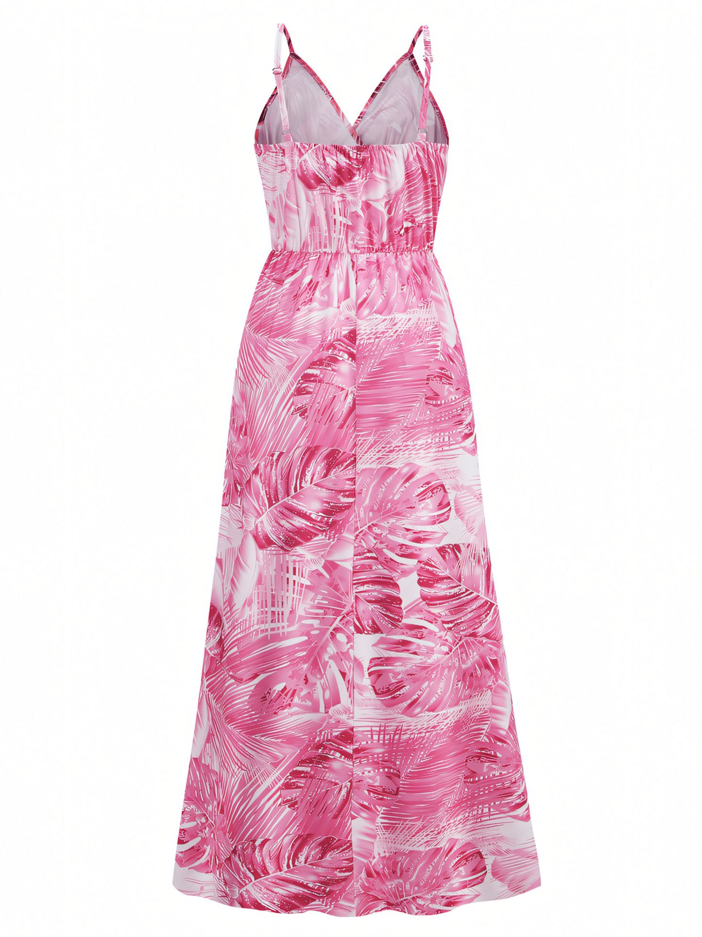 Pink Printed Bohemia V-Neck Halter Maxi Dress
