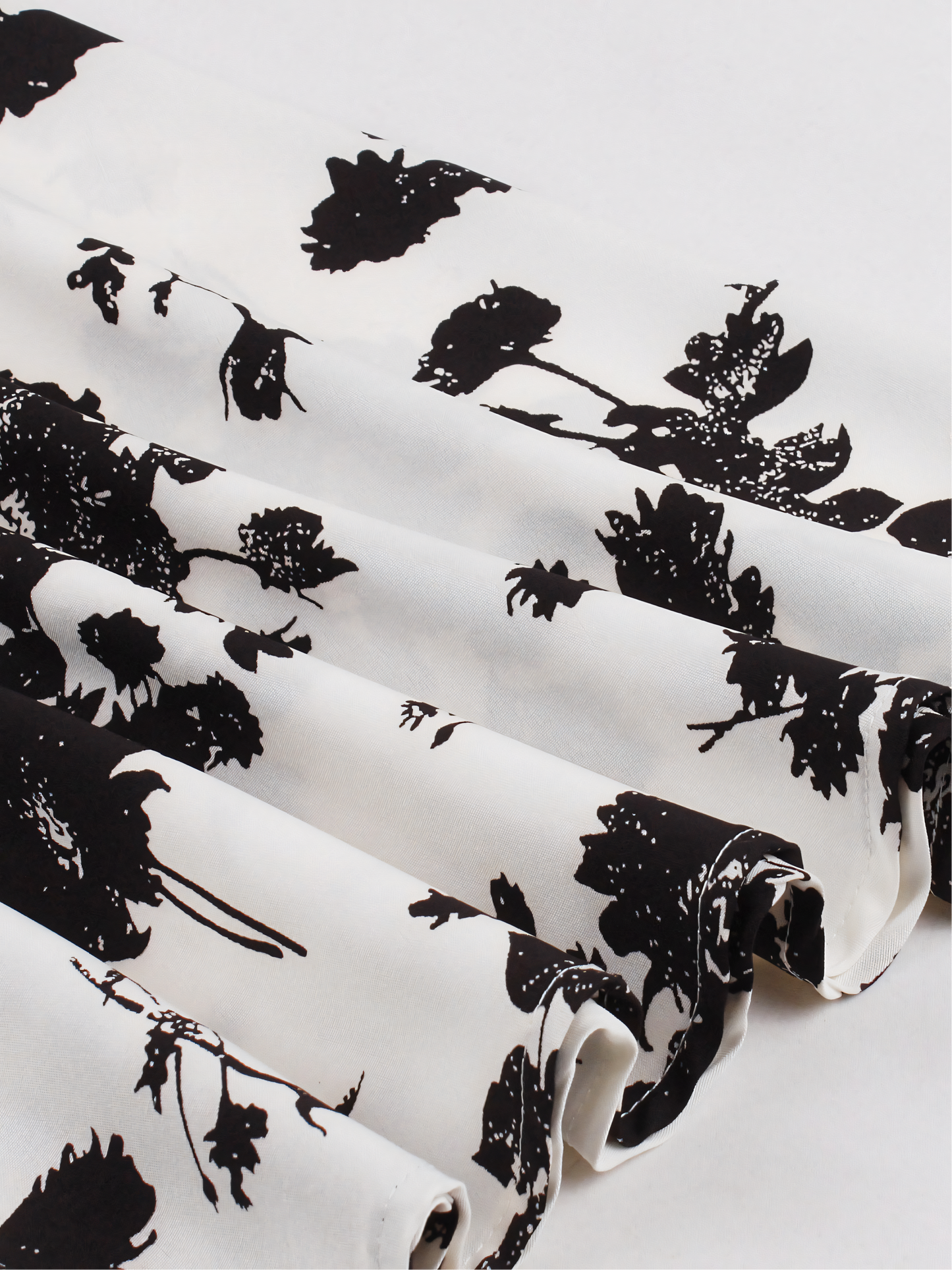 Black Floral Print Patchwork Black V-neck Midi Dress
