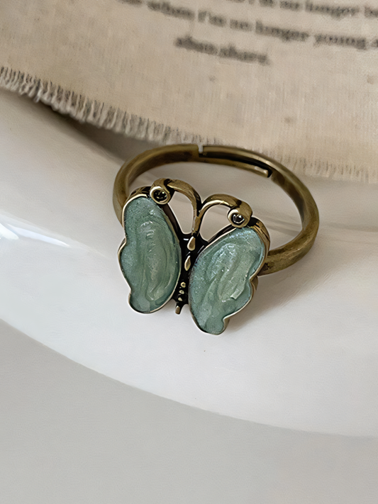 Vintage Butterfly Flower Ring