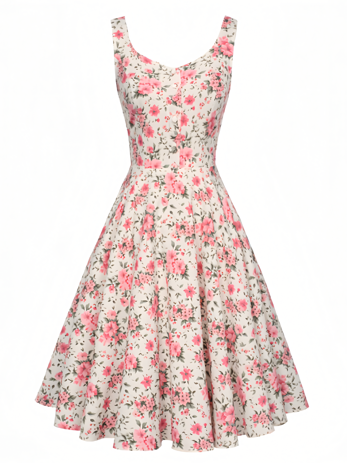 Floral Printed Button Midi Dress