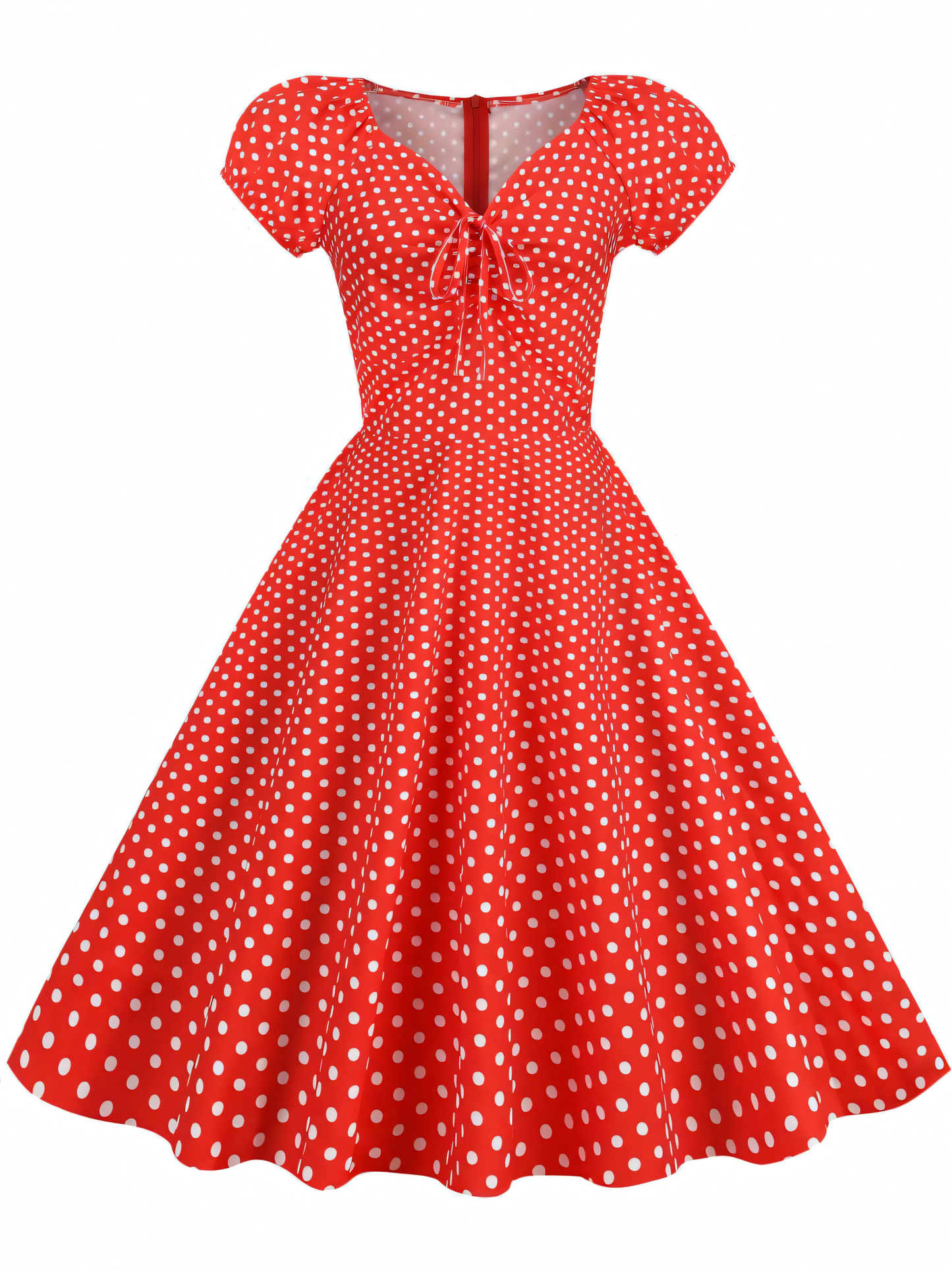 Vintage V-neck Swing Midi Dress