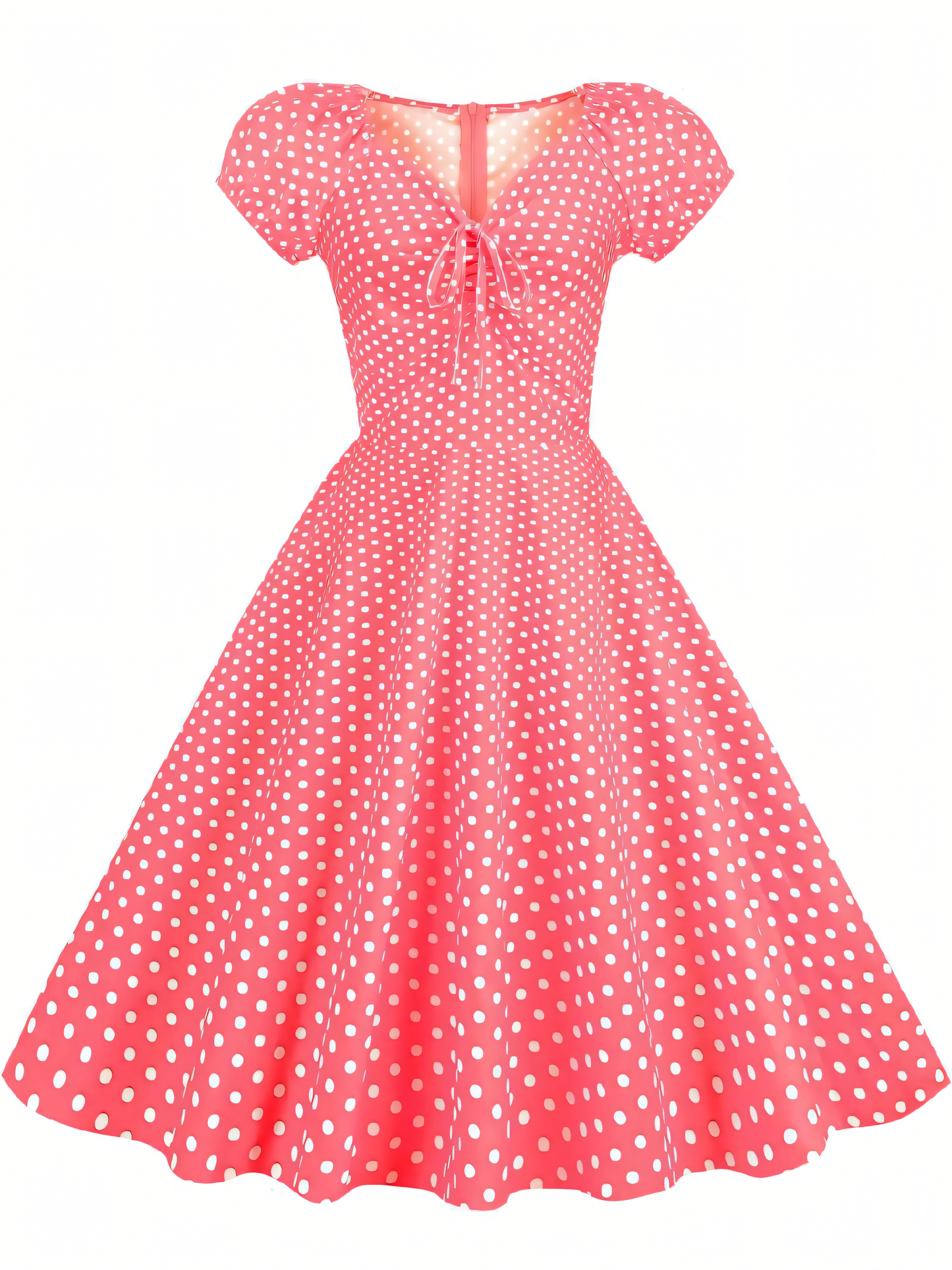 Vintage V-neck Swing Midi Dress