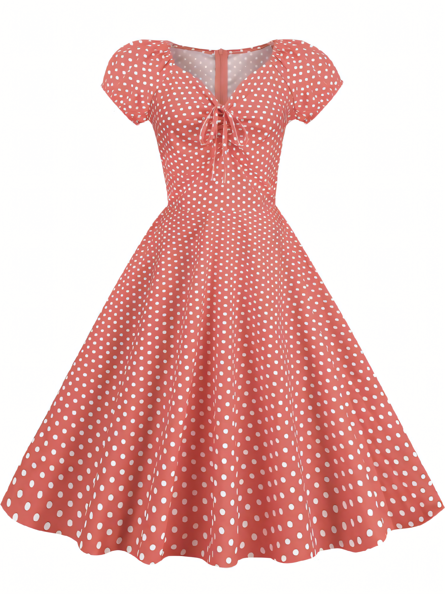 Vintage V-neck Swing Midi Dress