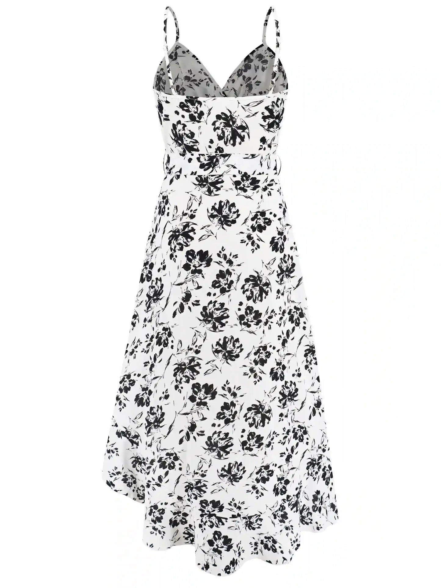 White Halter Irregular Floral Beach Maxi Dress