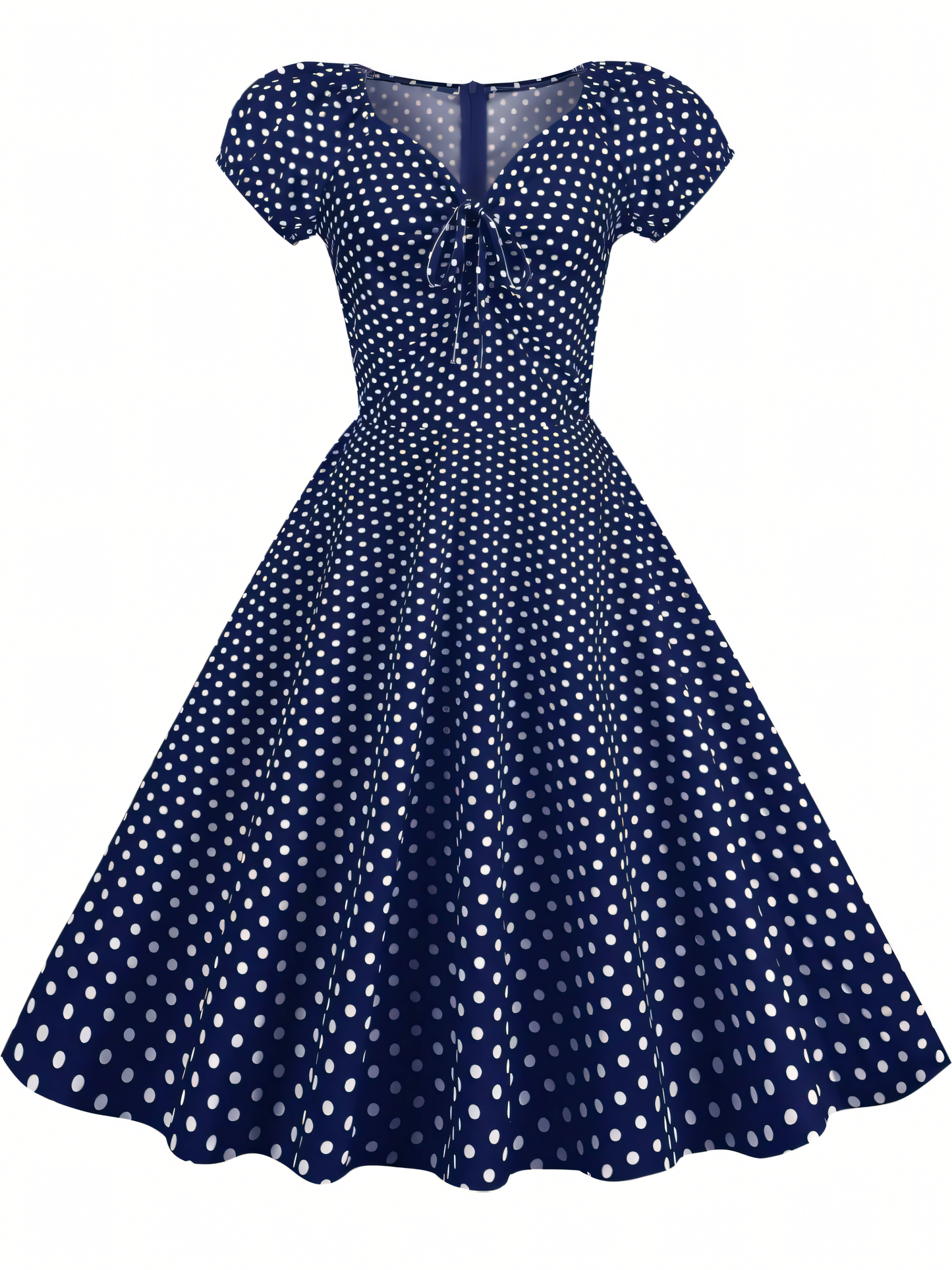 Vintage V-neck Swing Midi Dress