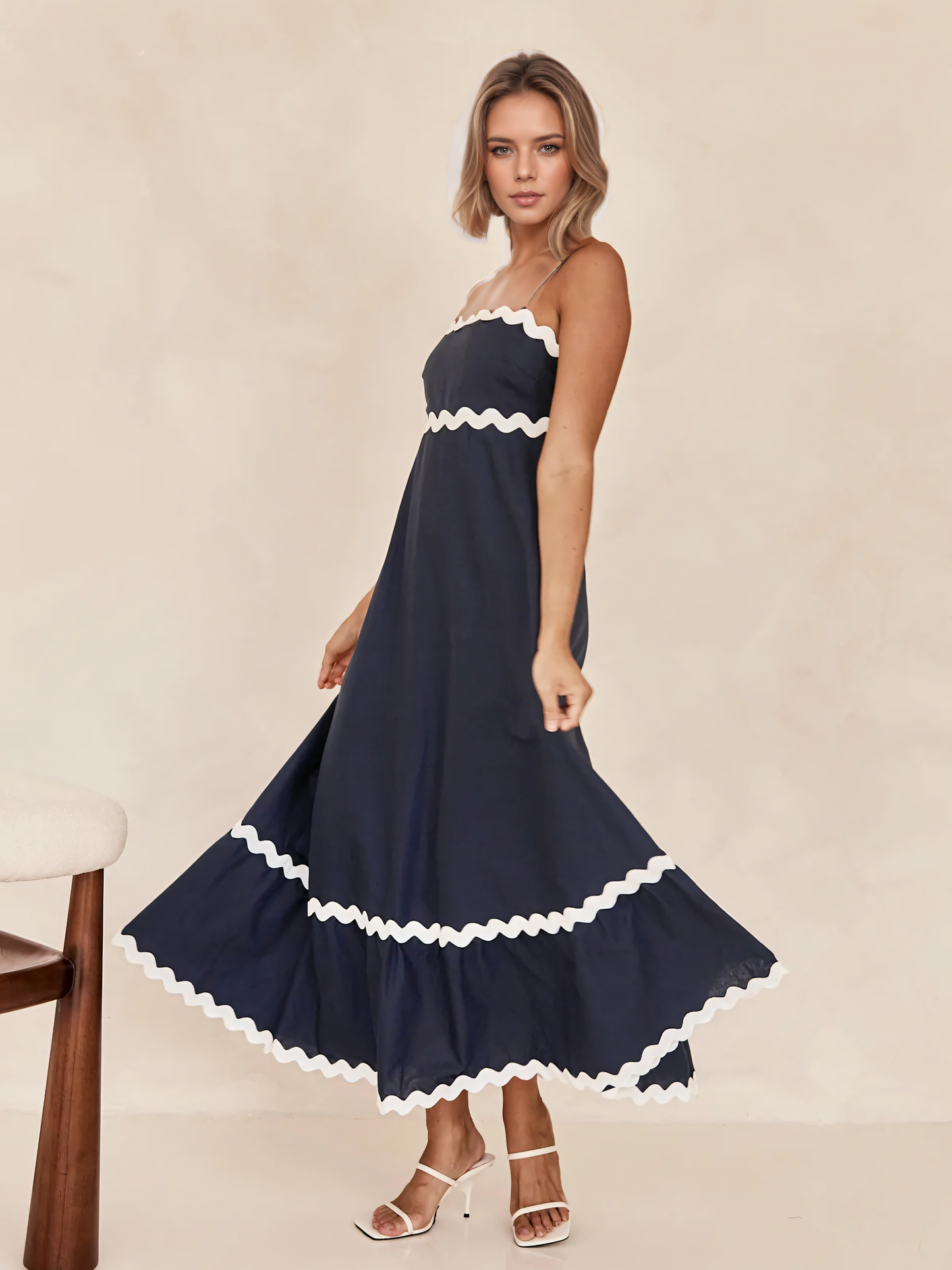 Solid Color Lace Patchwork Over-sized Swing Maxi Dress