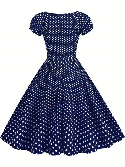 Vintage V-neck Swing Midi Dress