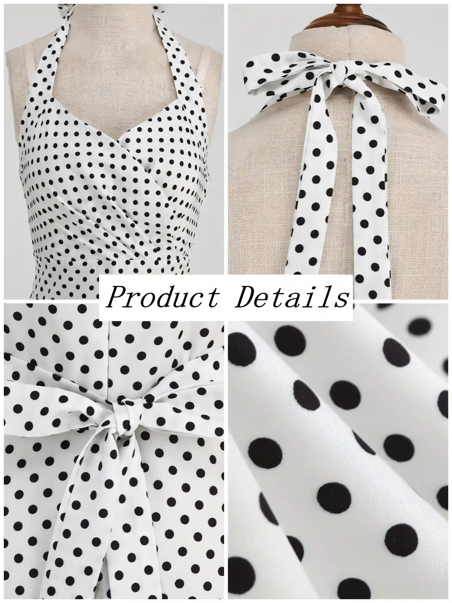 Polka Dot Printed Sexy Neck Wrap Slimming Big Hem Midi Dress