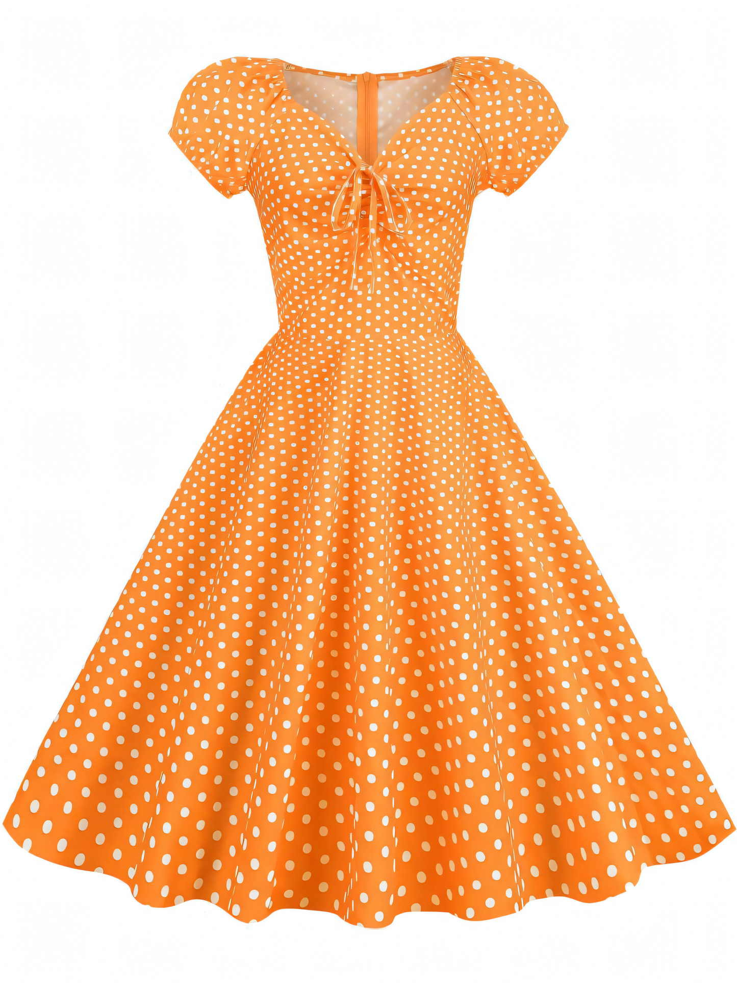 Vintage V-neck Swing Midi Dress