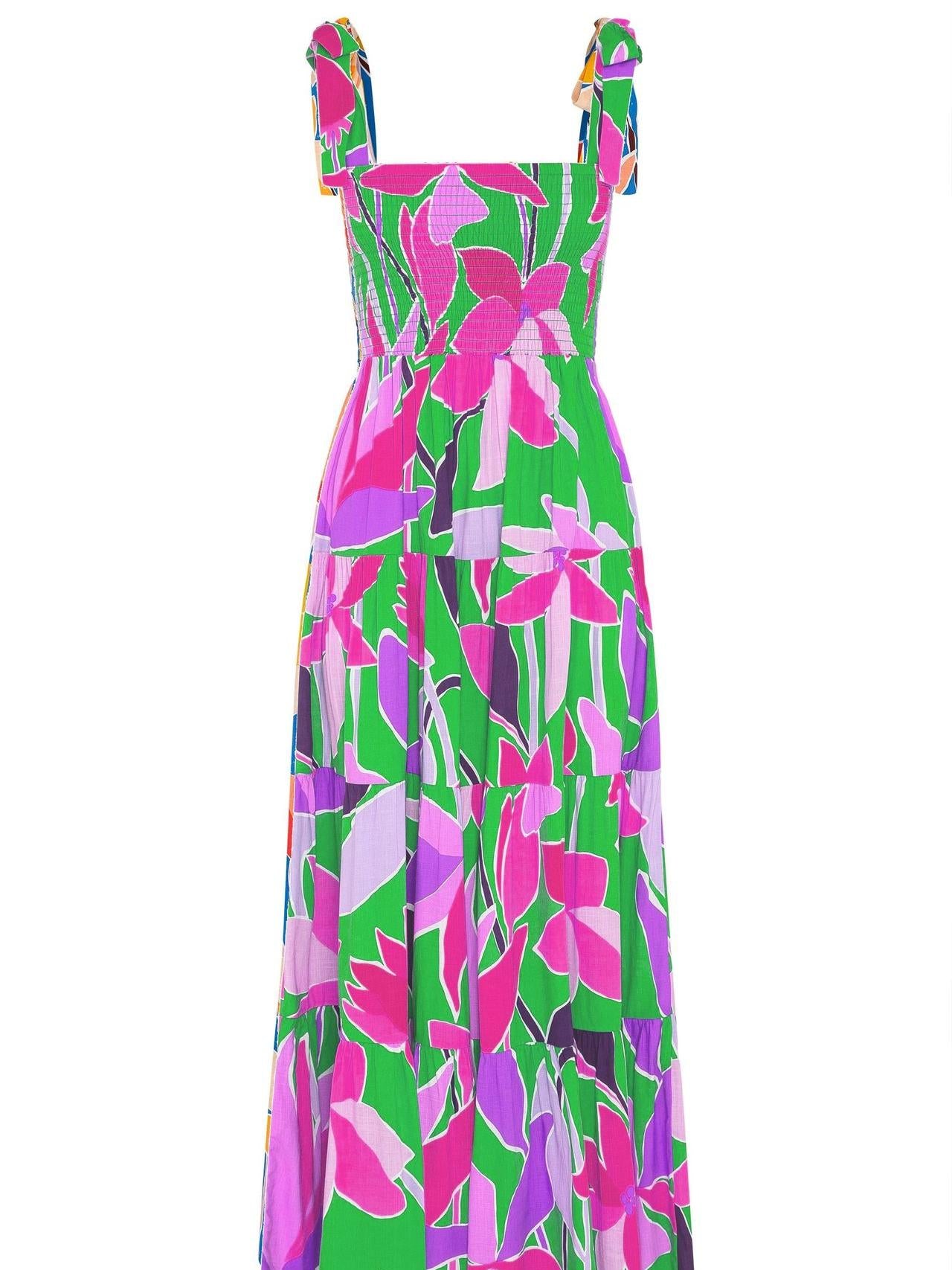 Colorful Print Strap Maxi Dress