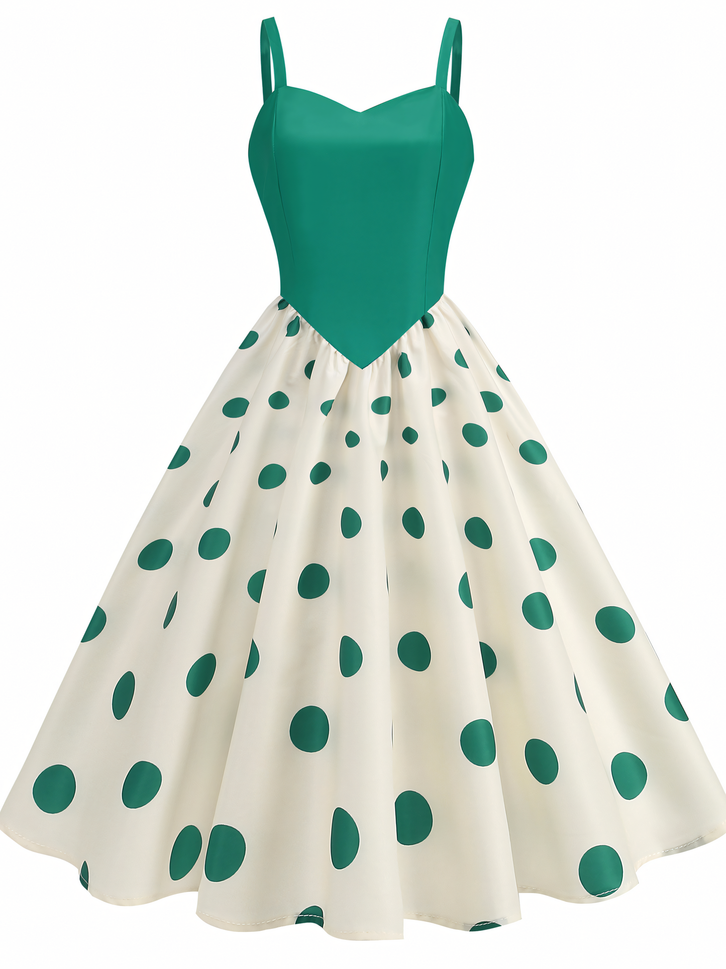 Suspenders Polka Dot Print Hem Midi Dress