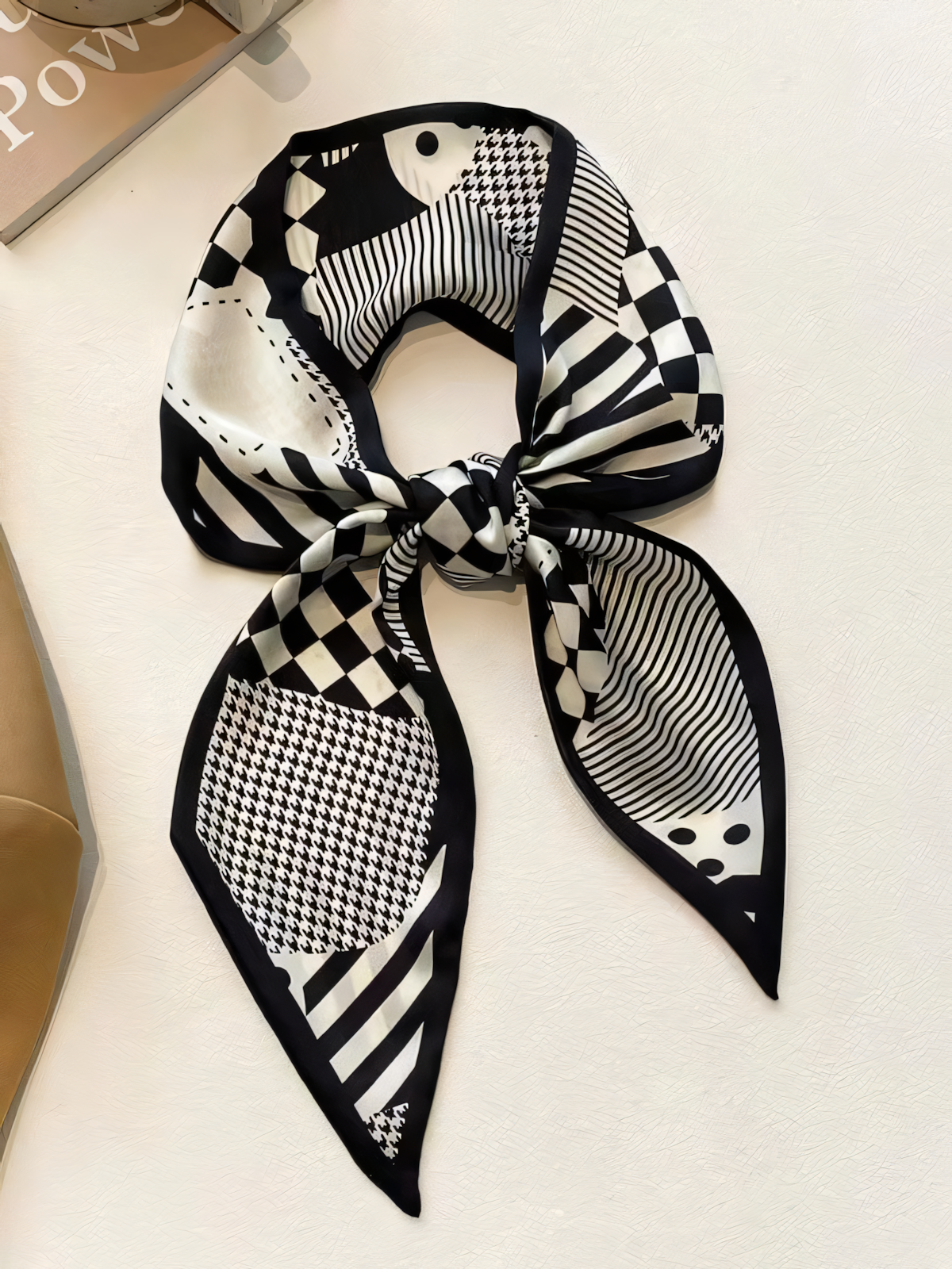 Black Printed Silk Scarf