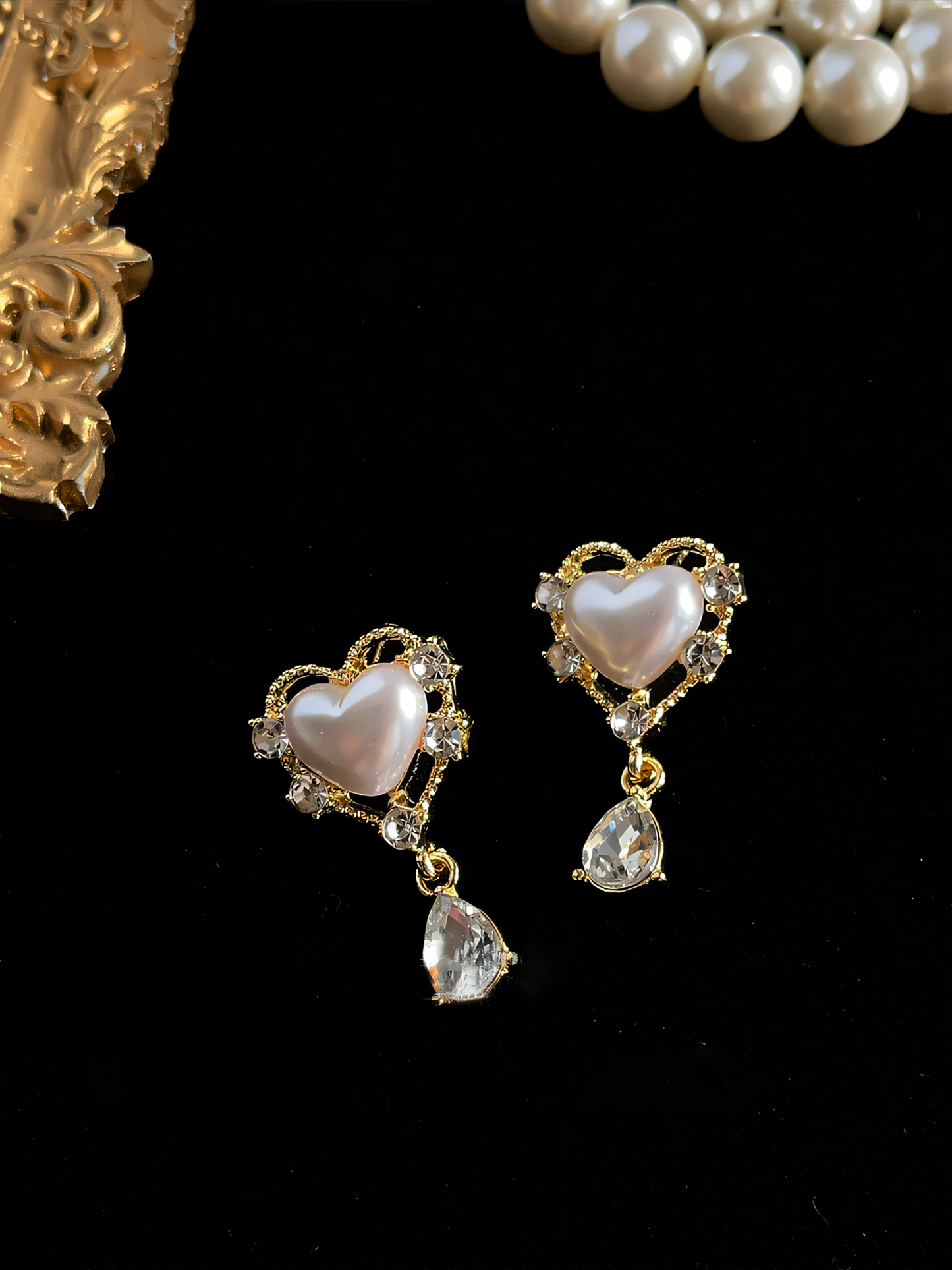 Vintage Diamond Heart Earrings