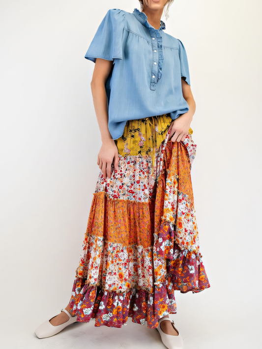 Vintage Floral Patchwork Skirt