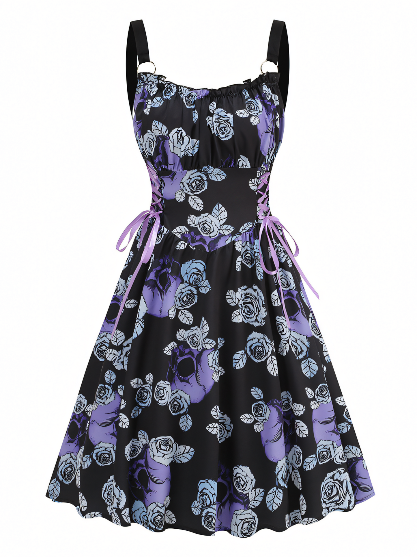 Skulls Print Slip Midi Dress