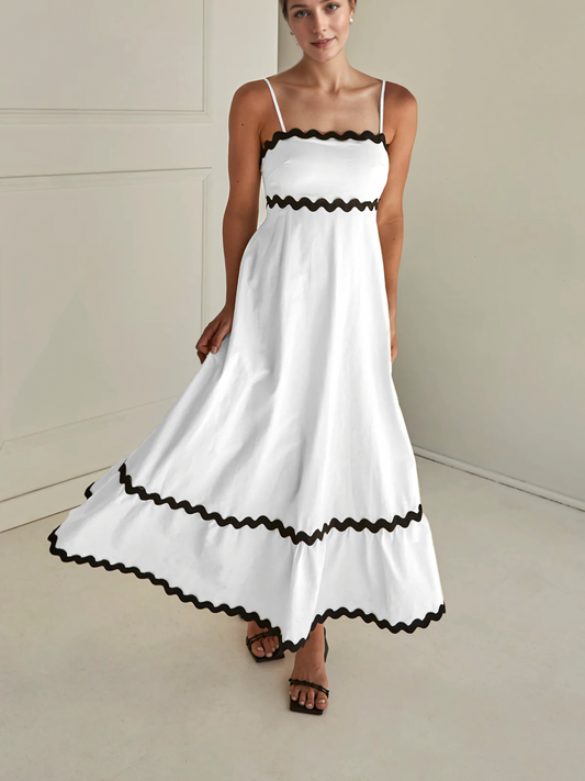 Solid Color Patchwork Over-sized Swing Maxi Dress