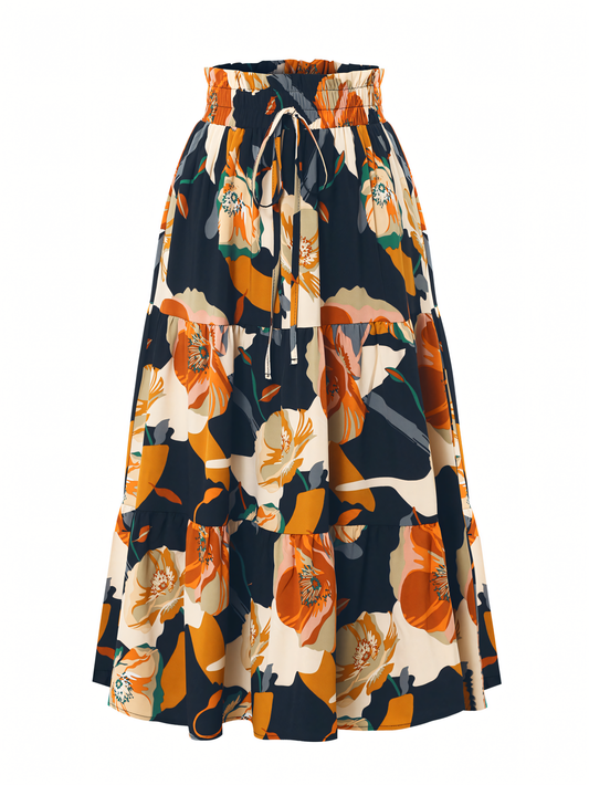 Floral Print Elasticated Waist Skirt