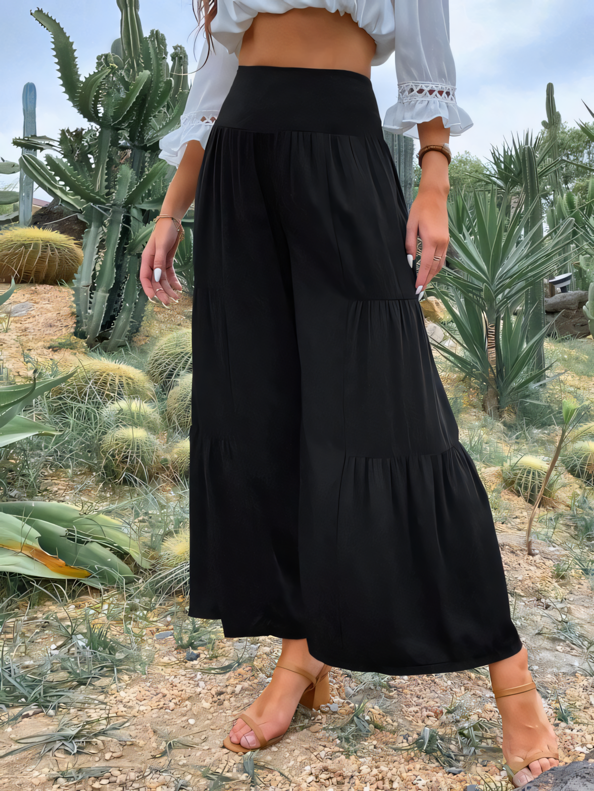High-waisted Loose-fitting Pants