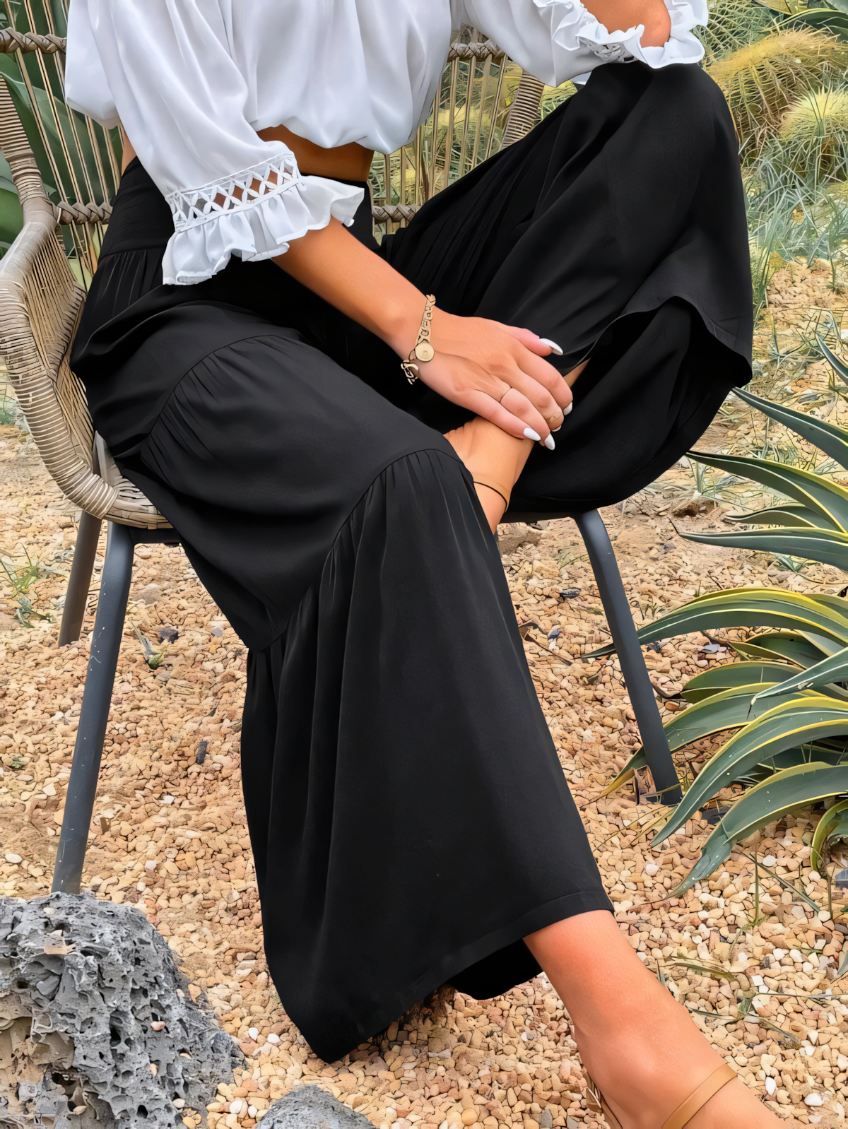 High-waisted Loose-fitting Pants
