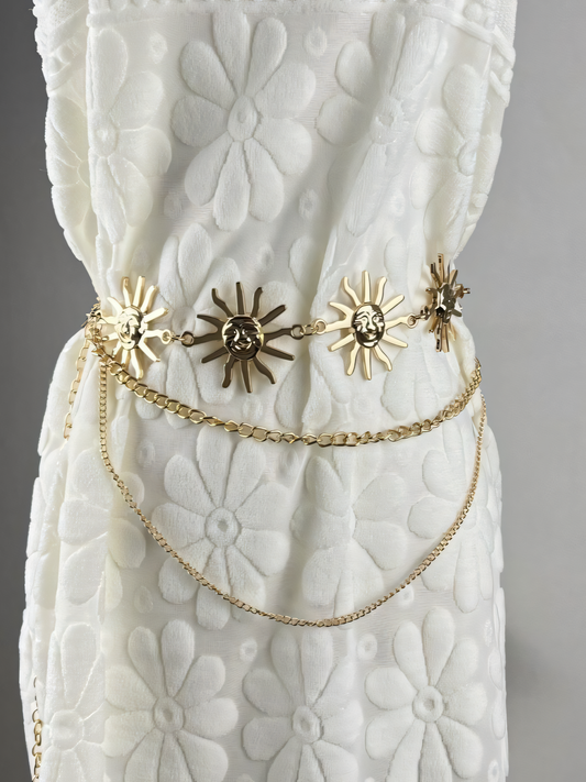 Vintage Sunflower Multi-Layered Chain Belt