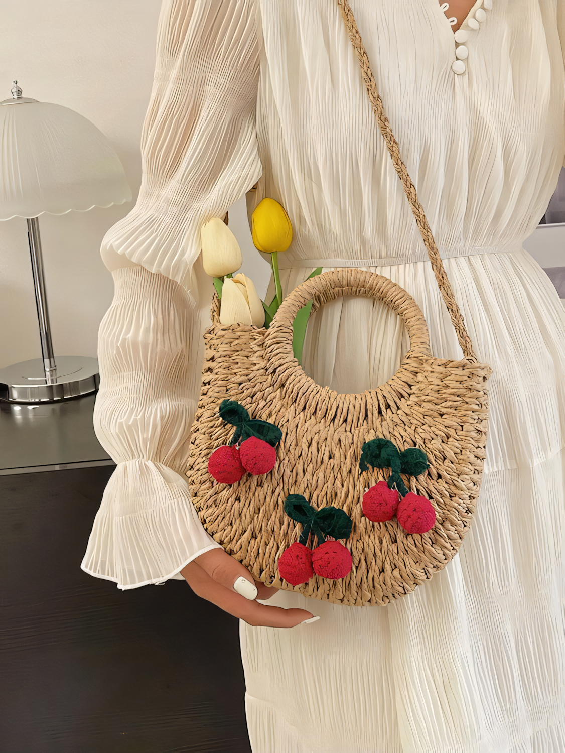 Cherry Beach Woven Tote Bag