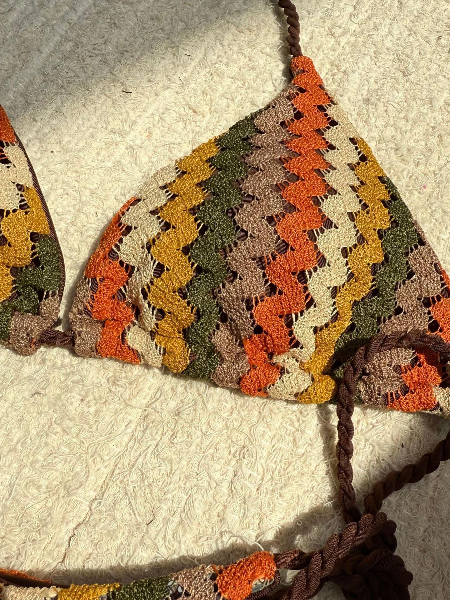 Braided String Embroidered Bikini