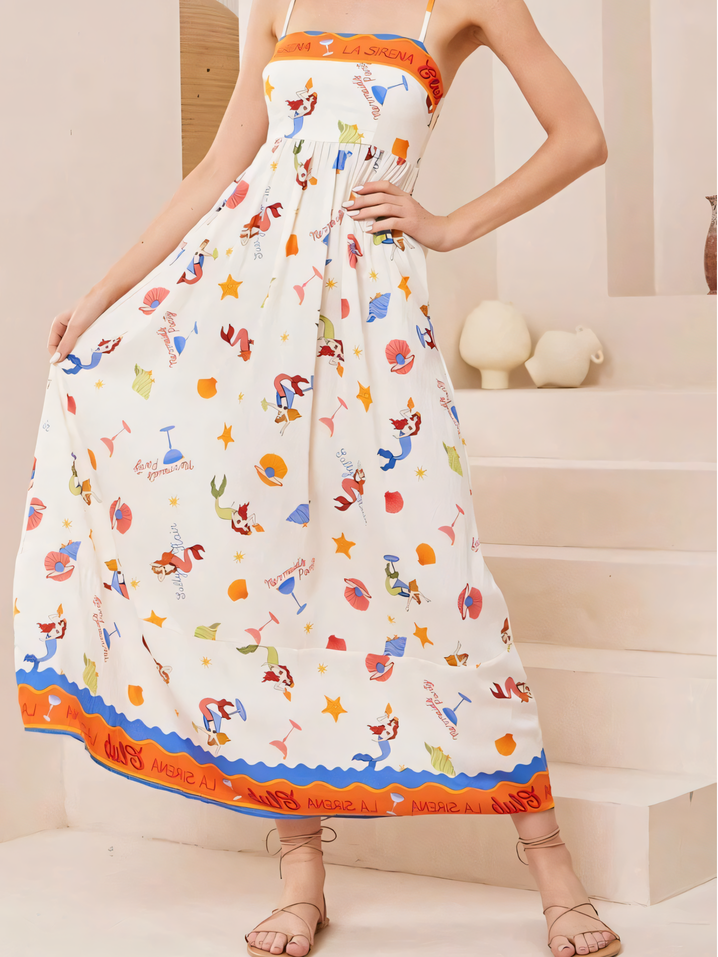 Elegant High-waist Printed Slip Casual Maxi Dress