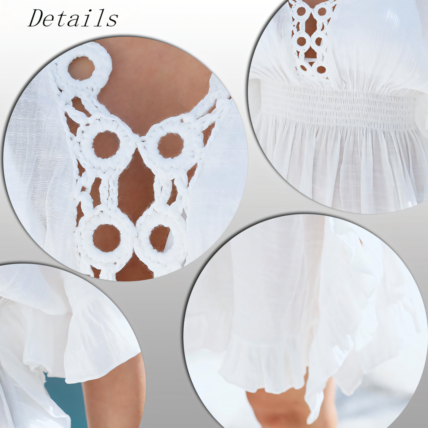 White Hooked Flower Tassels Beach Cover-up