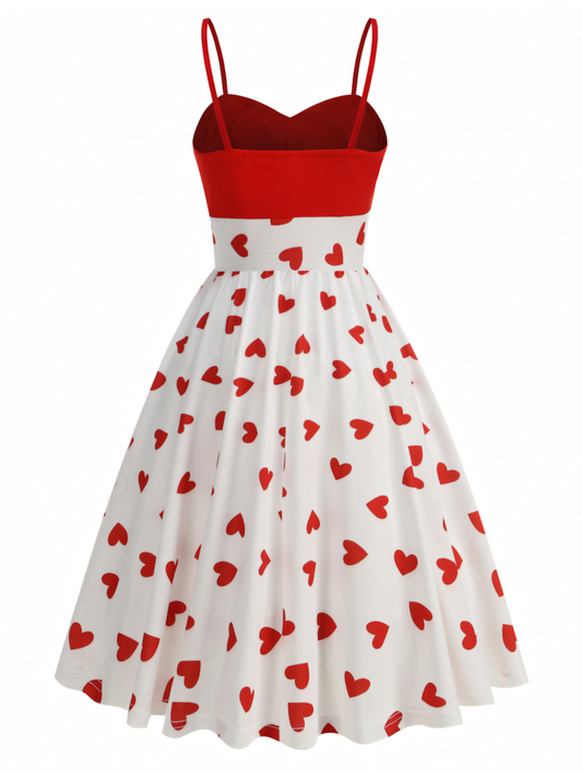 Heart-print Slip Midi Dress