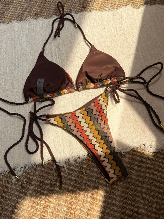 Braided String Embroidered Bikini