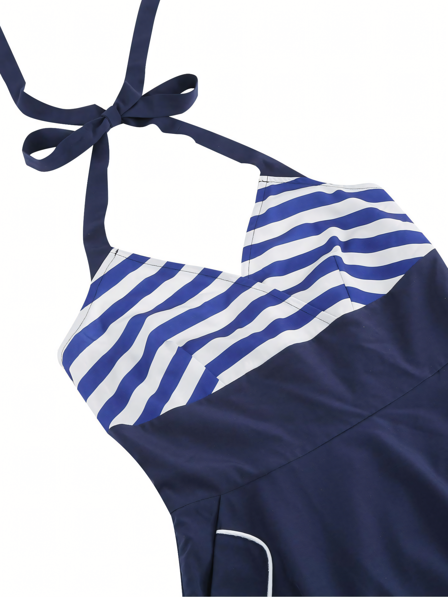 Independence Day Blue Striped Hanging Neck Vintage Mini Dress