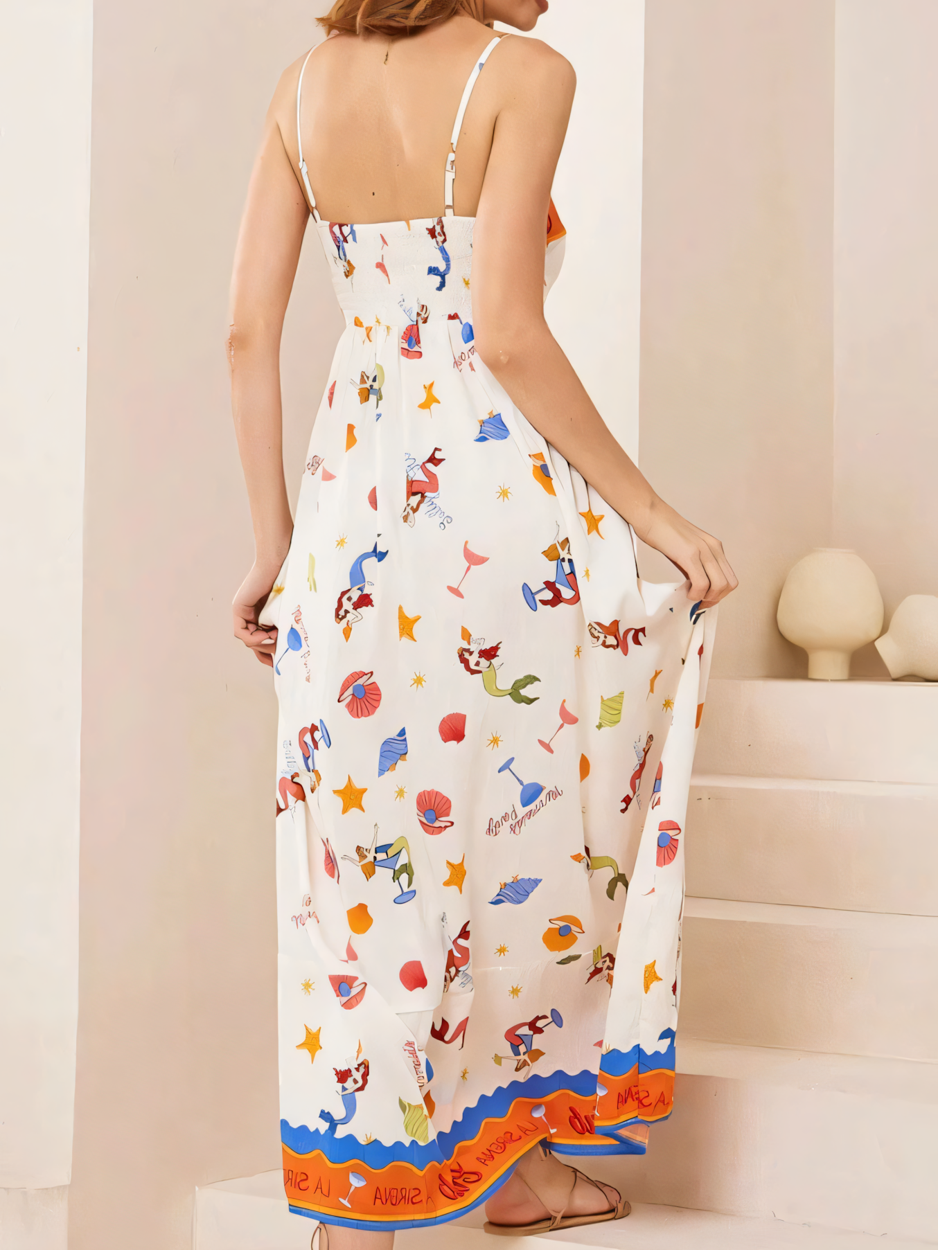 Elegant High-waist Printed Slip Casual Maxi Dress