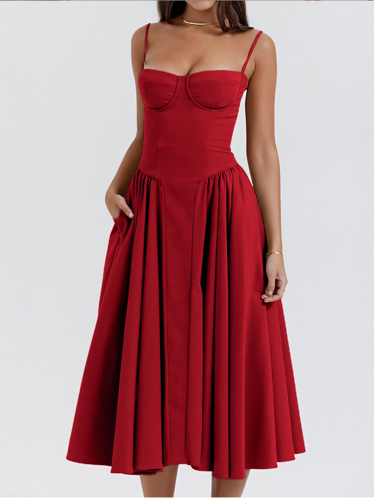 Solid Vintage-inspired Slip Maxi Dress