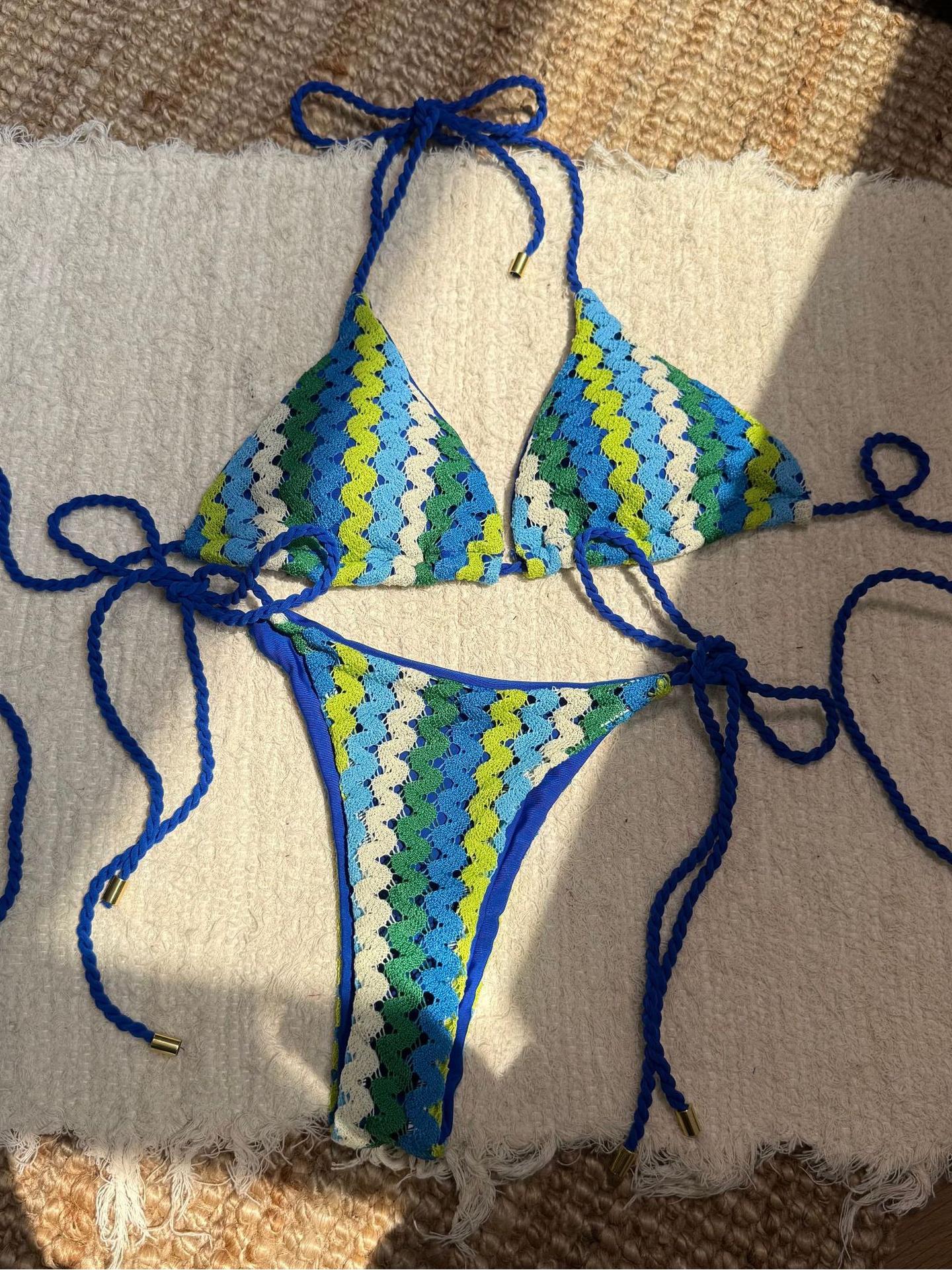 Braided String Embroidered Bikini
