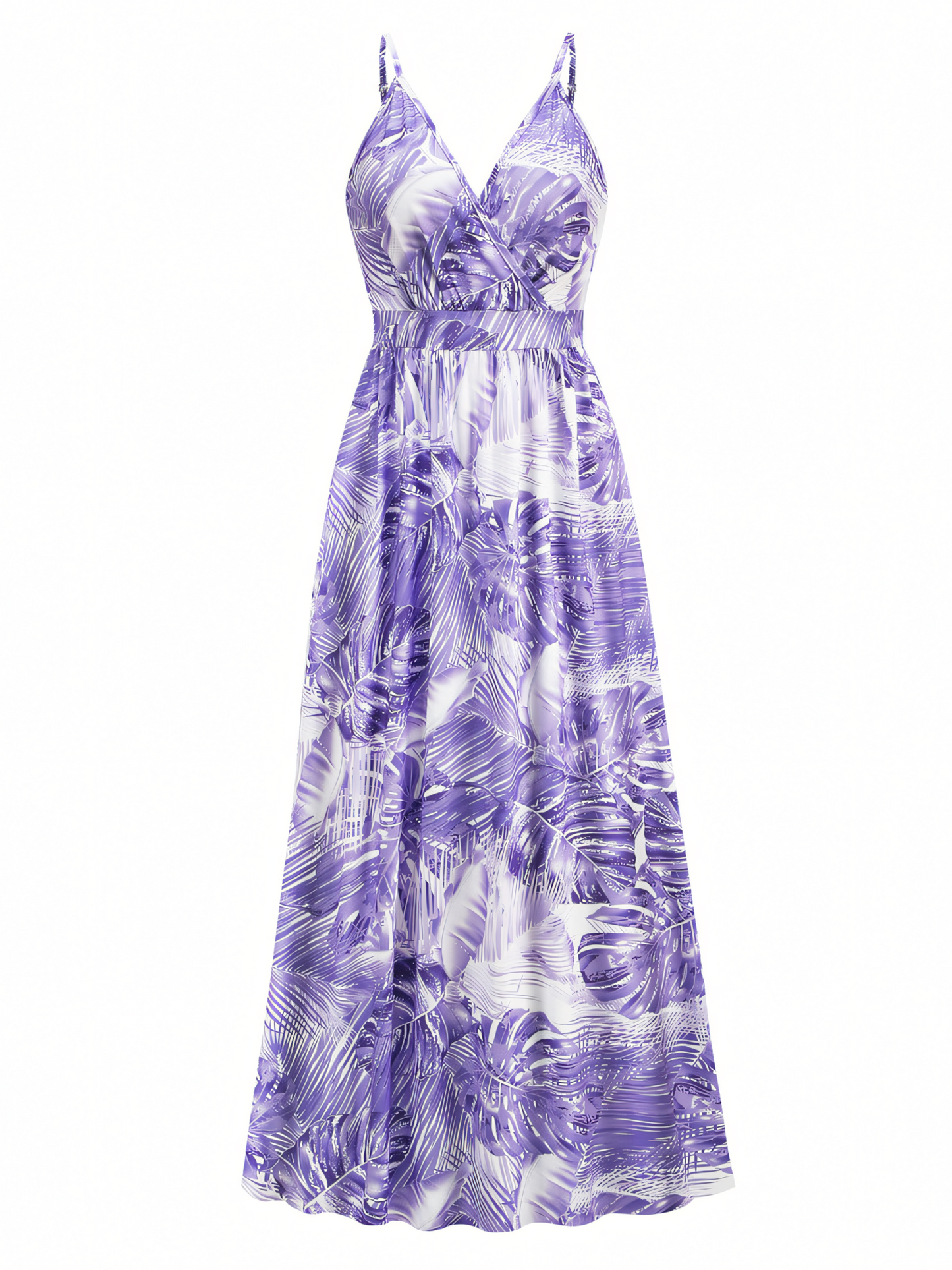 Purple Printed Bohemia V-Neck Halter Maxi Dress
