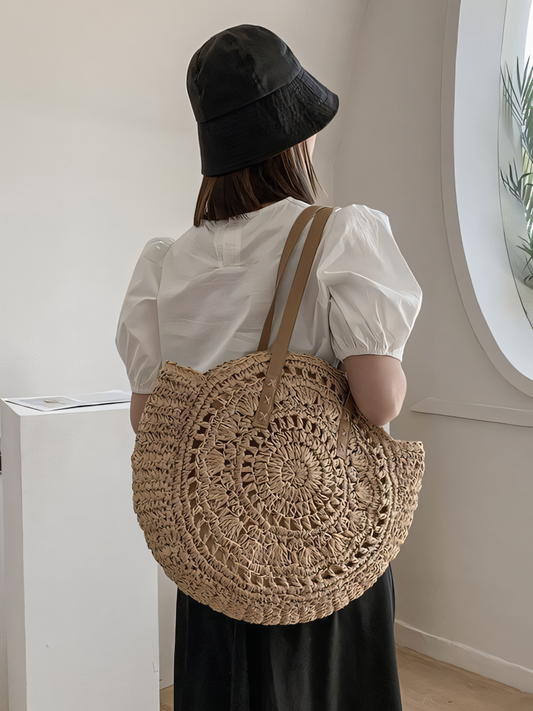 Vintage Round Large Capacity Woven Bag