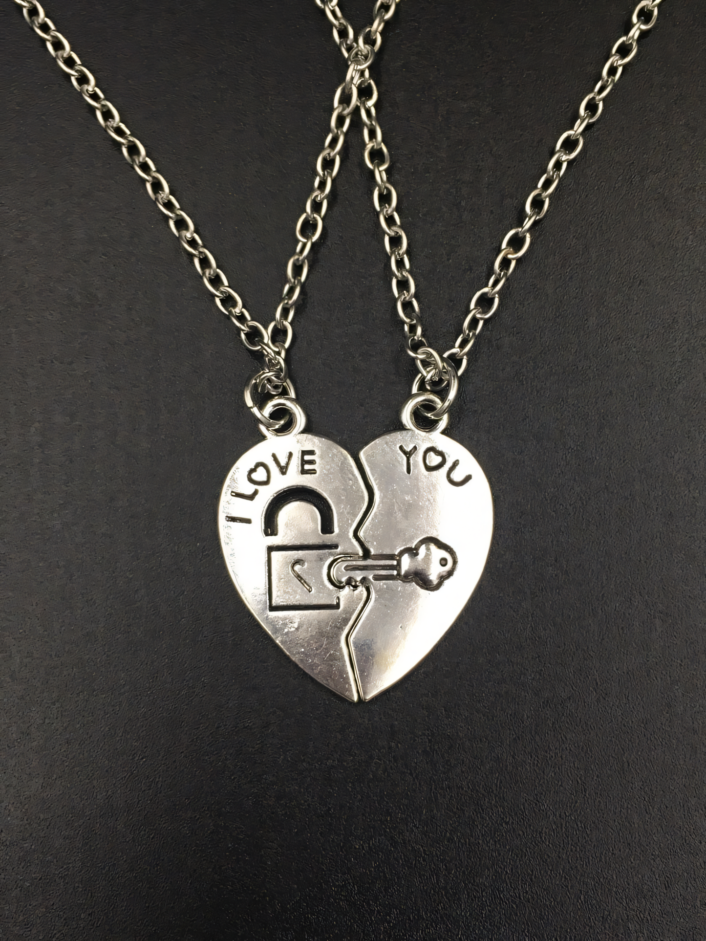 Lock and Key Heart Patchwork Necklace