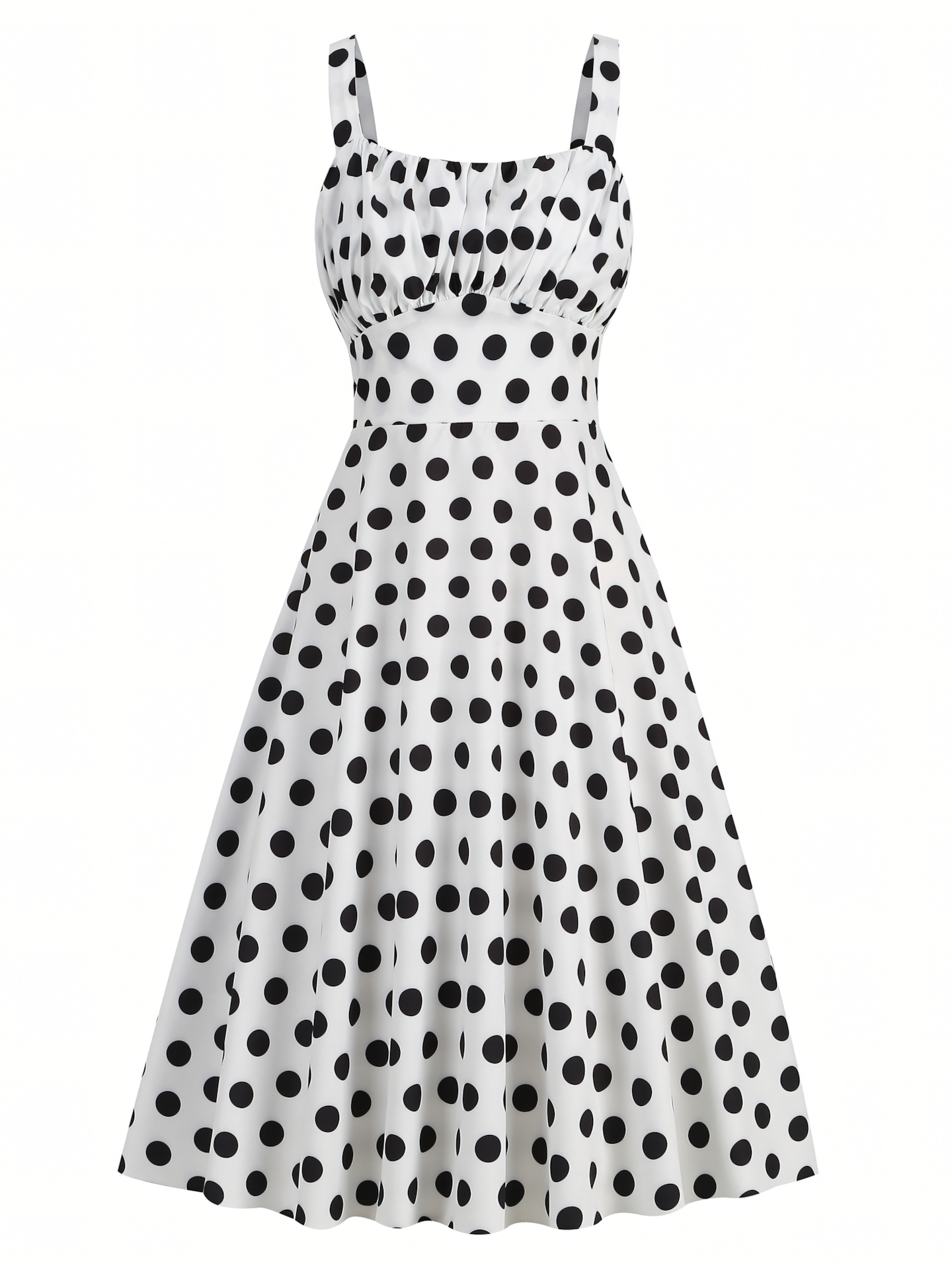 Suspender Polka White Dot Midi Dress