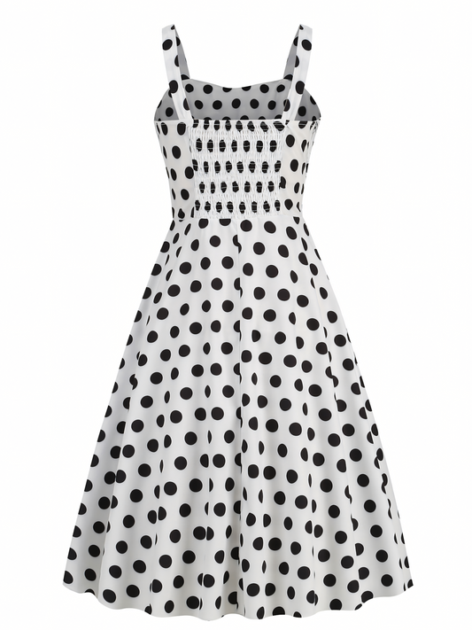 Suspender Polka White Dot Midi Dress
