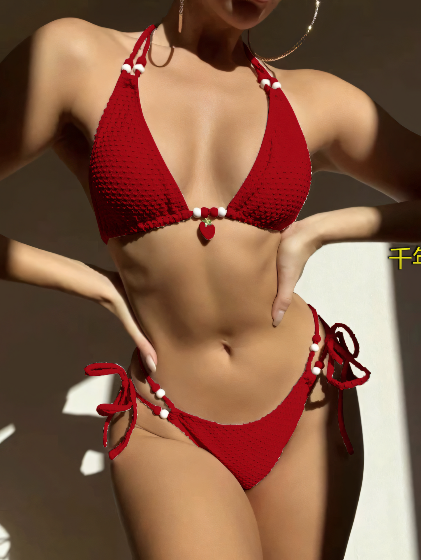 Strawberry Charm Halterneck Tie Bikini