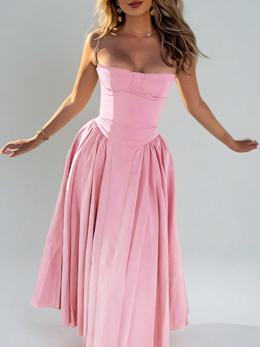 Solid Vintage-inspired Slip Maxi Dress