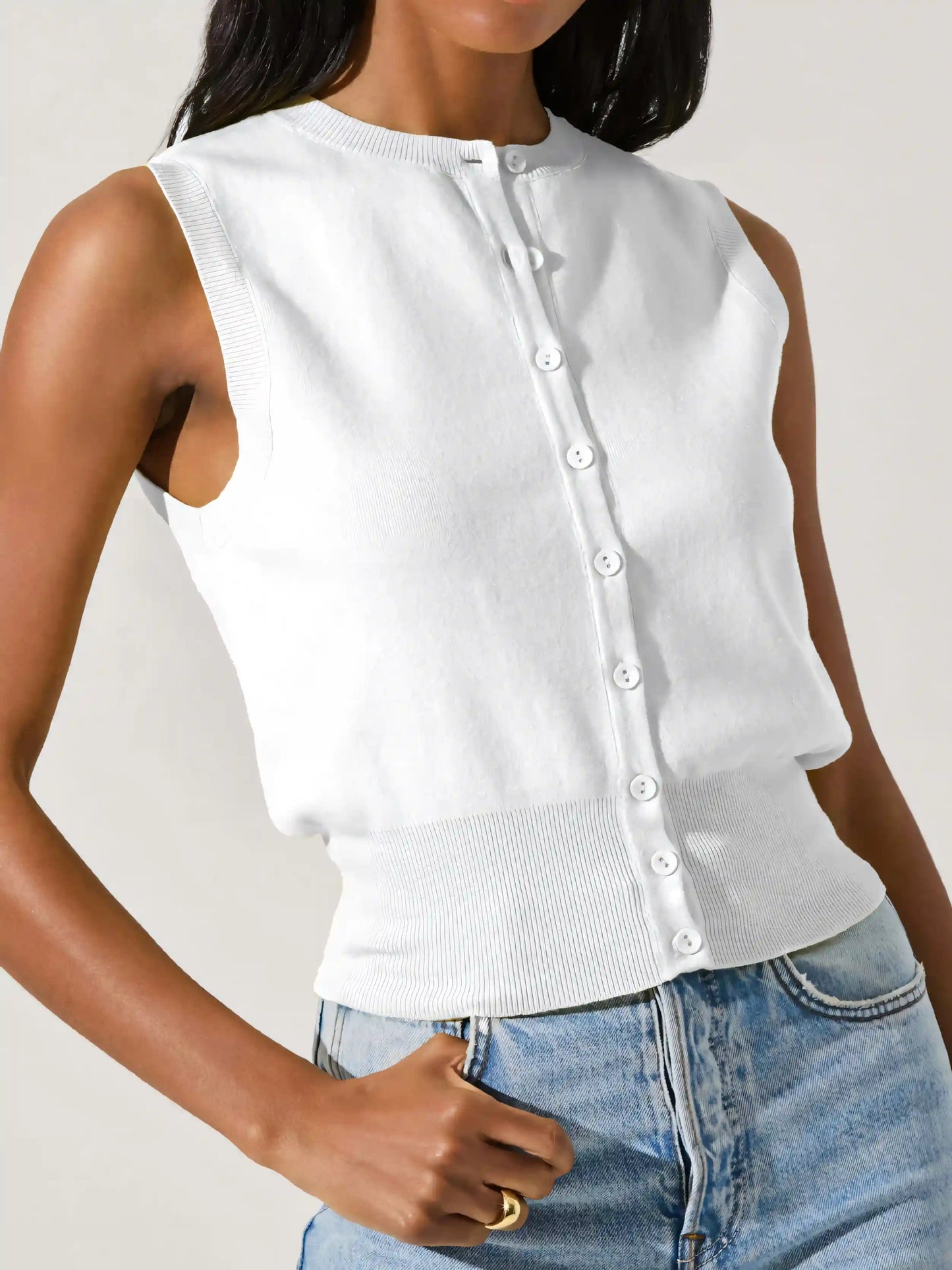 Solid Color Knit Out Tank Top
